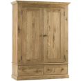 Country Oak Double Wardrobe with Drawers