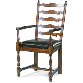 Vintage Oak Leather Carver Chair