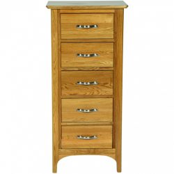 Paris Oak 5 Drawer Wellington Chest