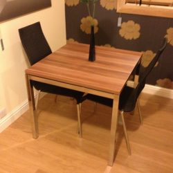 Pallas 80cm Table, Walnut Melamine + 2 Chairs