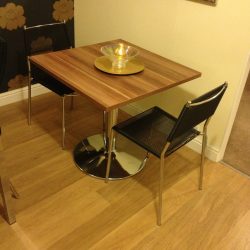 Pallas 80cm Table, Walnut Melamine + 2 Chairs