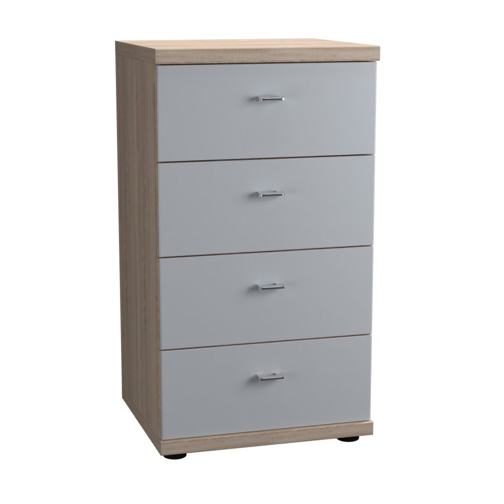  Knightsbridge KBS4TG 4 Drawer Slim Chest, All Glass