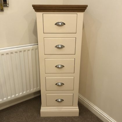 Coelo 5 Drawer Narrow Chest, Oyster White