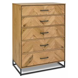 Bentley Designs 3033-75 Riva Oak 5 Drawer Chest