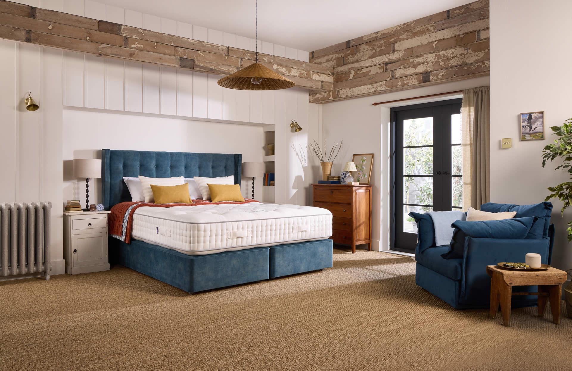 Harrison Spinks Emerald divan bed and mattress in a styled bedroom